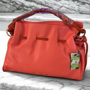 Coral Vegan Leather Handbag